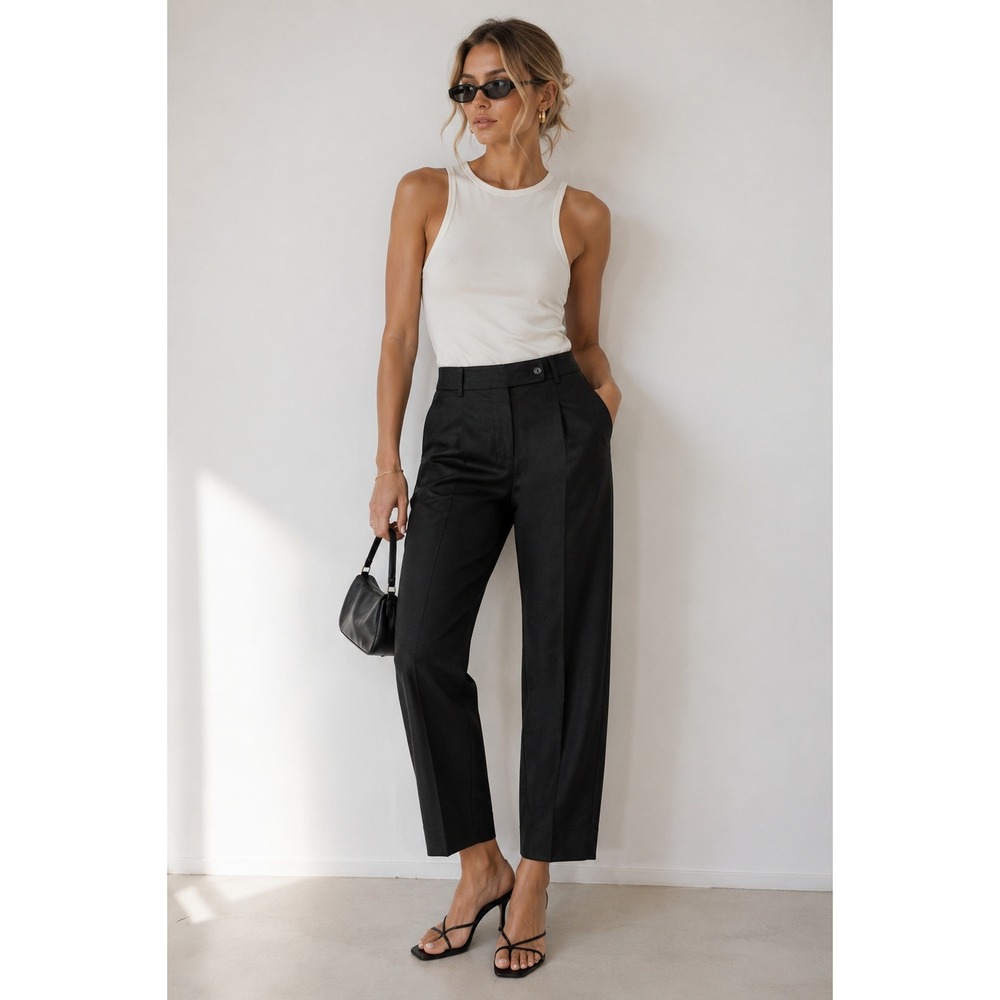 Prada Gray Straight Leg Cropped Trousers Made in Italy Size 38 Charcoal Pants